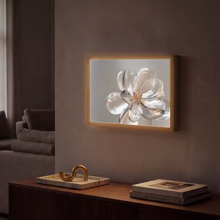 Bloem - Glazen - Doorzichtig Light Box met batterij (Wandlamp) middel -sfeer1