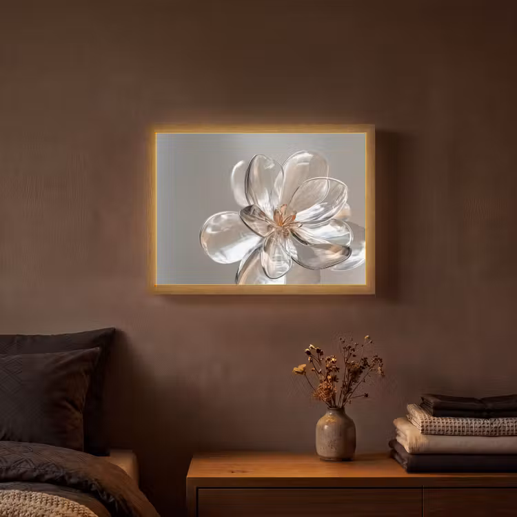 Bloem - Glazen - Doorzichtig Light Box met batterij (Wandlamp) middel -sfeer4