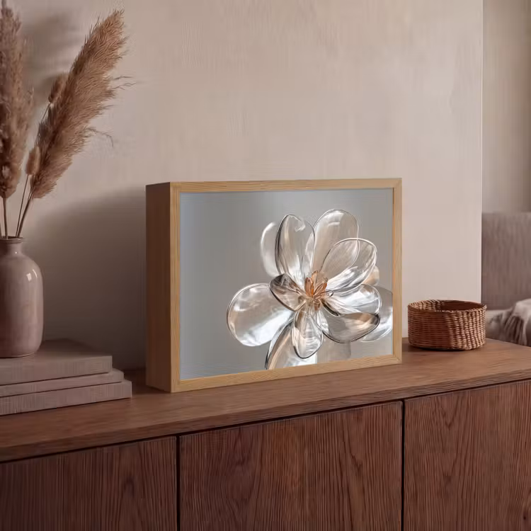 Bloem - Glazen - Doorzichtig Light Box met batterij (Wandlamp) middel -sfeer2