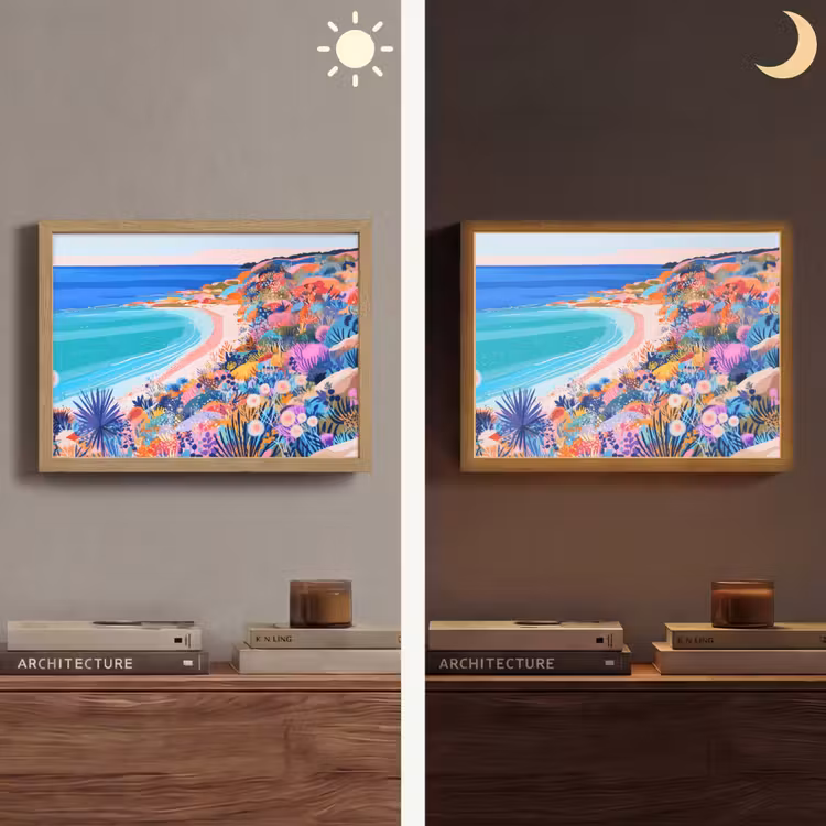 Bloemenweide - Zee - Zomers Light Box met batterij (Wandlamp) middel -sfeer3