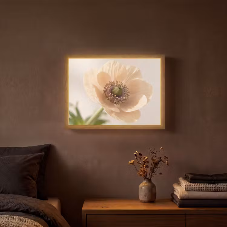Bloem - Minimalistisch - Groen Light Box met batterij (Wandlamp) middel -sfeer4