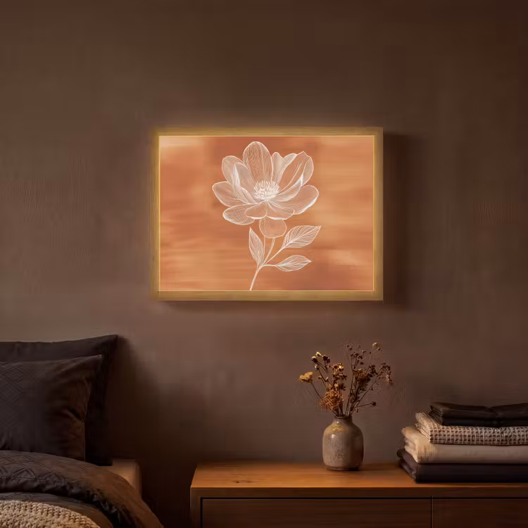 Bloem - Minimalistisch - Wit Light Box met batterij (Wandlamp) middel -sfeer4