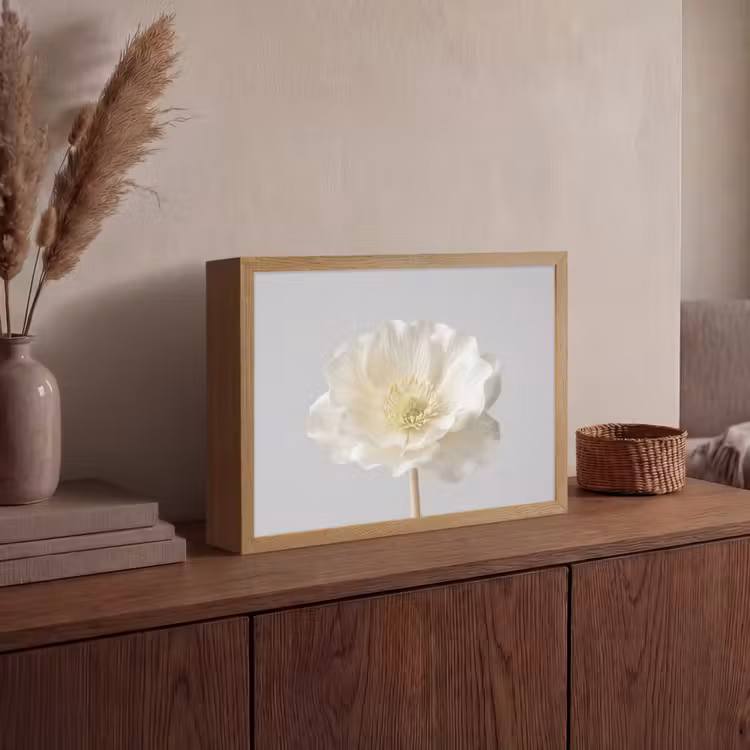Bloem - Minimalistisch -Wit Light Box met batterij (Wandlamp) middel -sfeer2