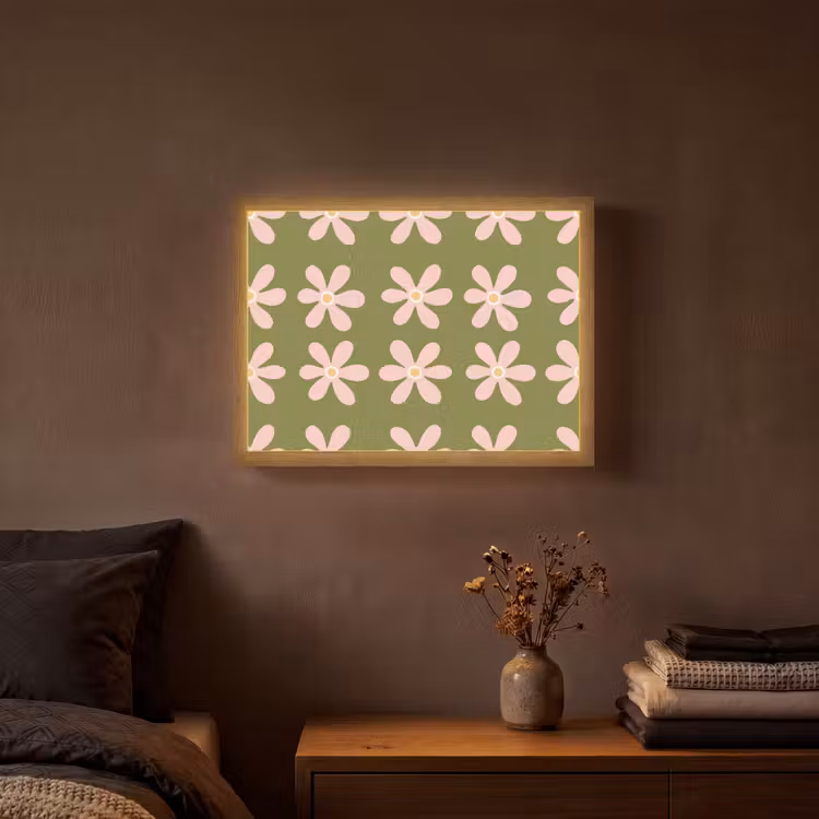 Bloem - Modern - Groen Light Box met batterij (Wandlamp) middel 907 -sfeer4