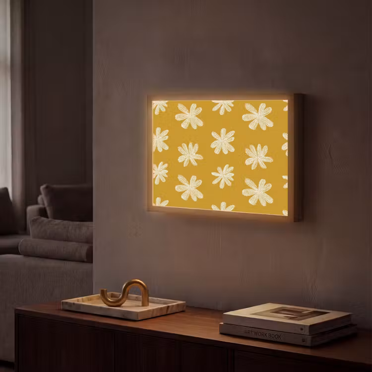 Bloem - Speels - Okergeel Light Box met batterij (Wandlamp) middel 907 -sfeer1
