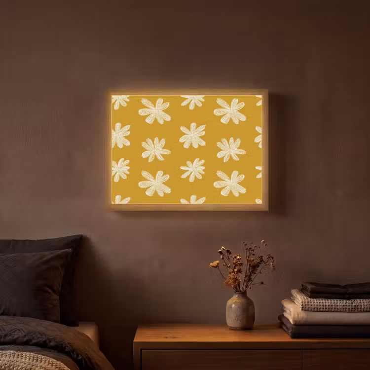 Bloem - Speels - Okergeel Light Box met batterij (Wandlamp) middel 907 -sfeer4