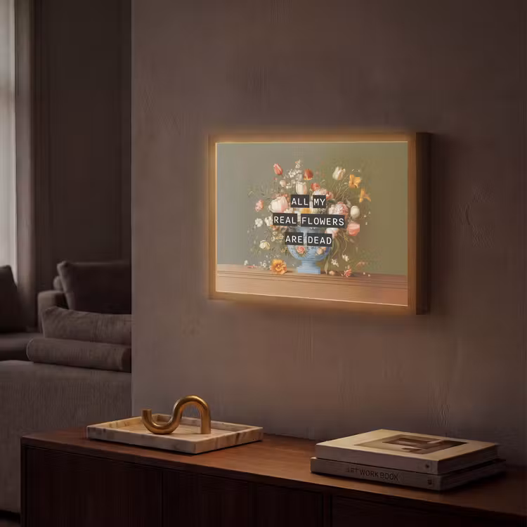 Bloem - Quote - Vintage - Art Light Box met batterij (Wandlamp) middel -sfeer1