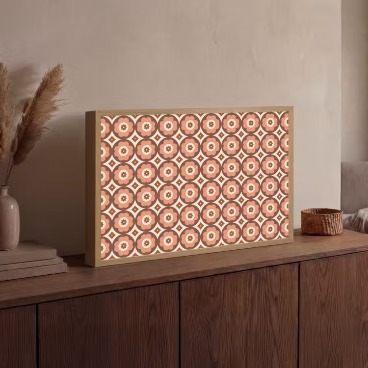 Bloemvormen - Patroon - Roze - Vintage Light Box met batterij (Wandlamp) middel -sfeer2