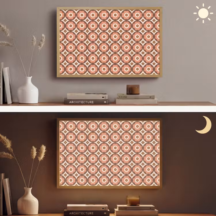 Bloemvormen - Patroon - Roze - Vintage Light Box met batterij (Wandlamp) middel -sfeer3
