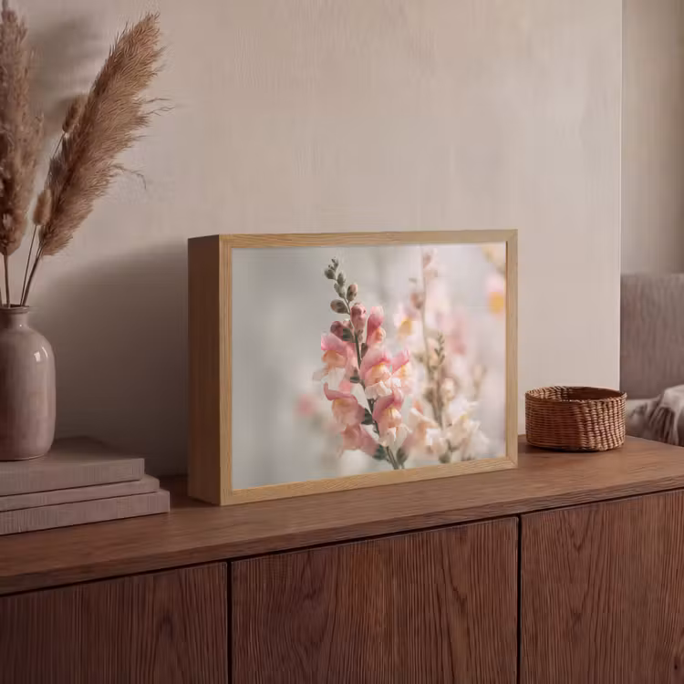 Bloem - Leeuwenbek - Roze - Stengel Light Box met batterij (Wandlamp) middel -sfeer2