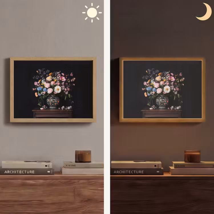 Bloemenvaas - Hout - Bloemen - Boeket Light Box met batterij (Wandlamp) middel -sfeer3