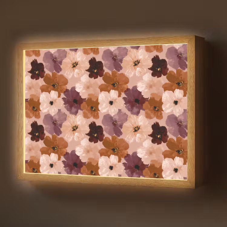 Bloemen - Abstract - Aardetinten Light Box met batterij (Wandlamp) middel 907 -z3d_website