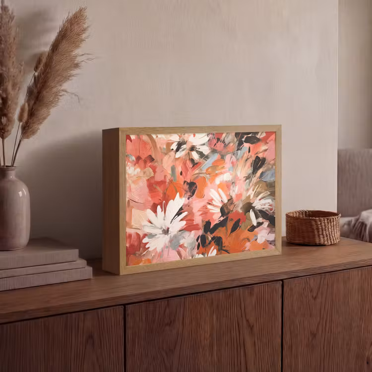 Bloemen - Kunst - Abstract - Verf Light Box met batterij (Wandlamp) middel -sfeer2
