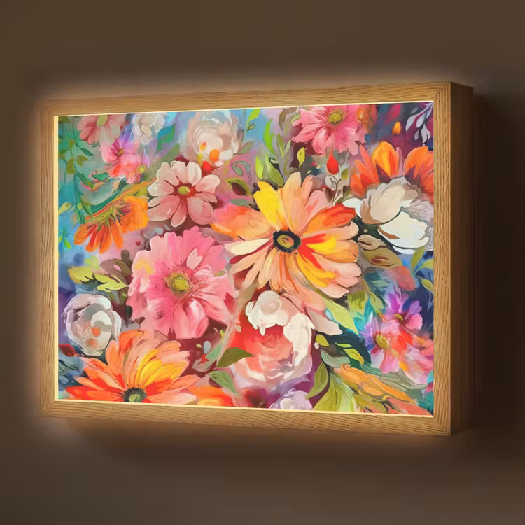 Bloemen - Kunst - Schilderij - Botanisch Light Box met batterij (Wandlamp) middel -z3d_website