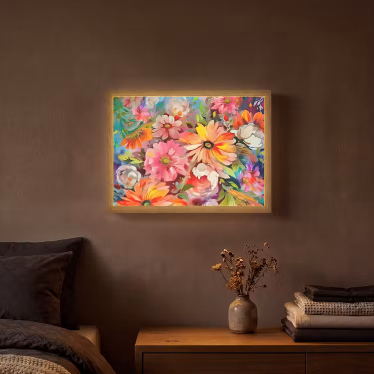 Bloemen - Kunst - Schilderij - Botanisch Light Box met batterij (Wandlamp) middel -sfeer4