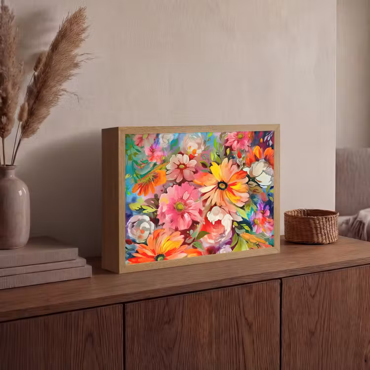 Bloemen - Kunst - Schilderij - Botanisch Light Box met batterij (Wandlamp) middel -sfeer2