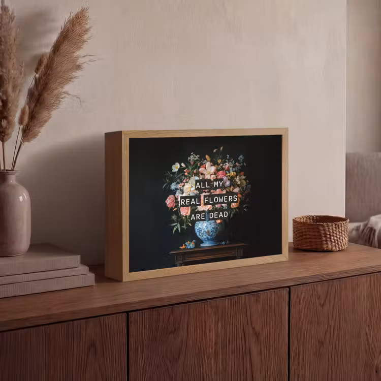Bloemen - Art - Pastel - Quotes Light Box met batterij (Wandlamp) middel -sfeer2