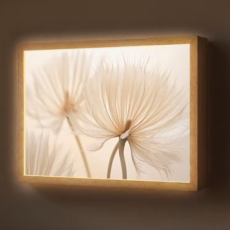 Bloemen - Beige - Natuur Light Box met batterij (Wandlamp) middel -z3d_website