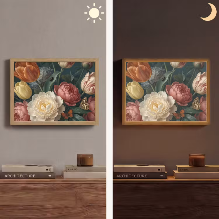 Bloemen - Boeket - Natuur - Klassiek - Donker Light Box met batterij (Wandlamp) middel -sfeer3