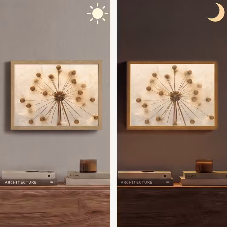 Bloemen - Bruin - Planten - Botanisch Light Box met batterij (Wandlamp) middel -sfeer3