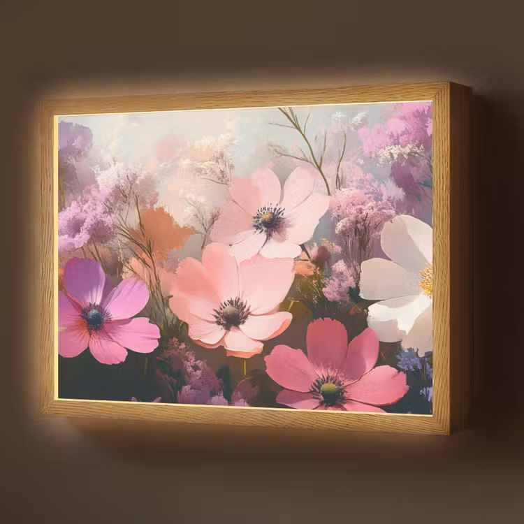 Bloemen - Kleurrijk - Bloei Light Box met batterij (Wandlamp) middel -z3d_website
