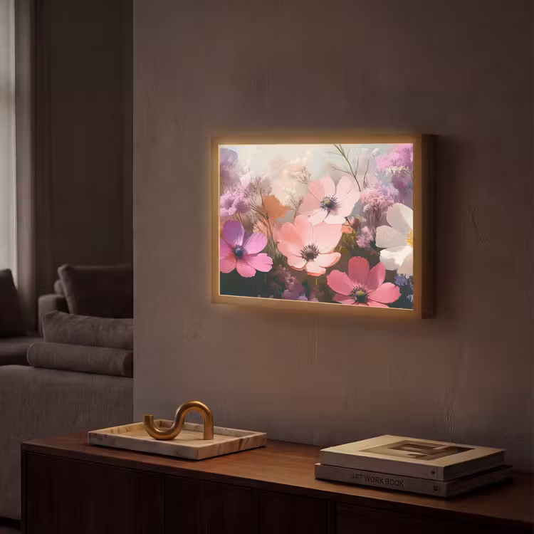 Bloemen - Kleurrijk - Bloei Light Box met batterij (Wandlamp) middel -sfeer1