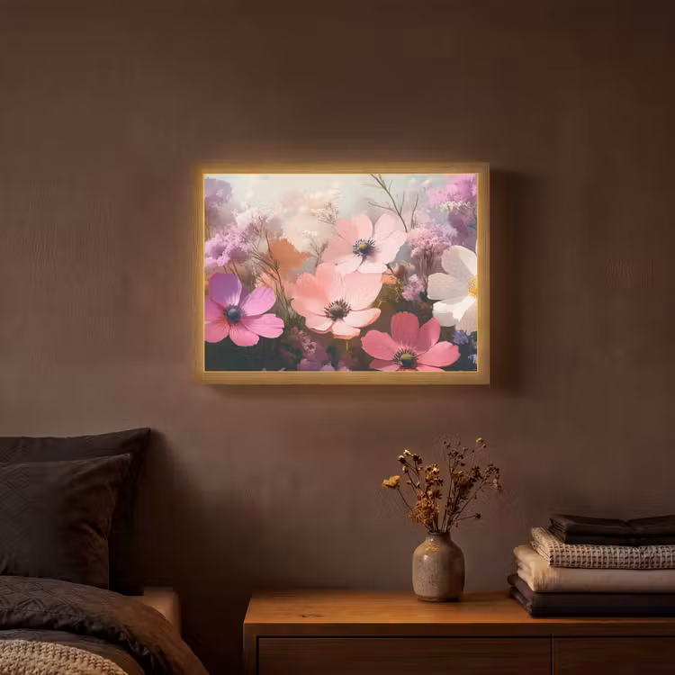 Bloemen - Kleurrijk - Bloei Light Box met batterij (Wandlamp) middel -sfeer4
