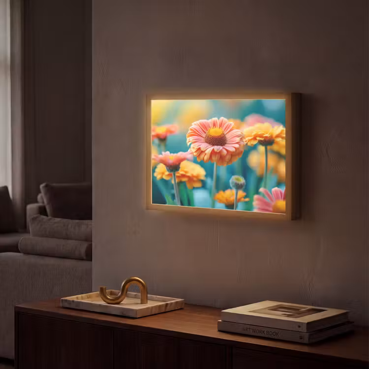 Bloemen - Kleurrijk - Natuur - Gerbera Light Box met batterij (Wandlamp) middel -sfeer1