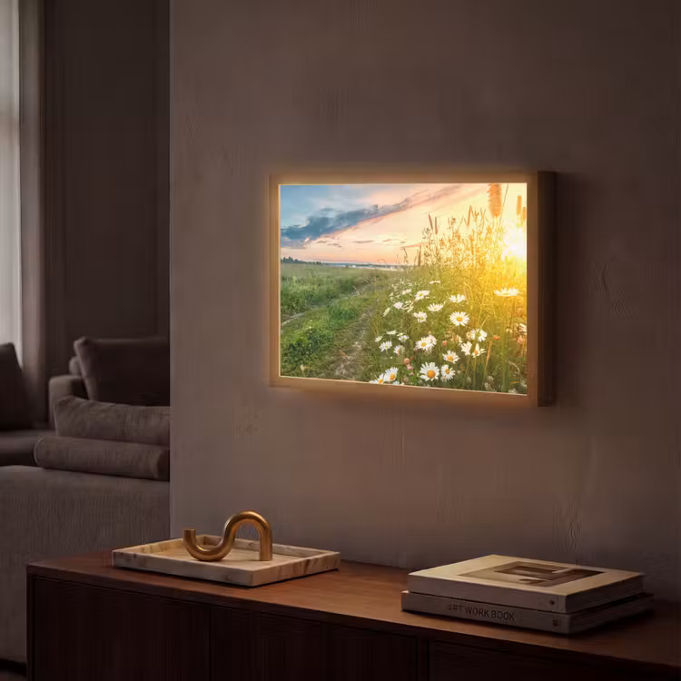 Bloemen - Madelief - Natuur - Zon - Horizon Light Box met batterij (Wandlamp) middel -sfeer1
