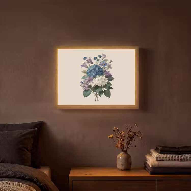 Bloemen - Gedetailleerd - Rust - Realistisch Light Box met batterij (Wandlamp) middel -sfeer4
