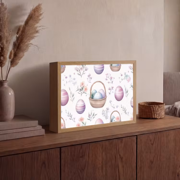 Bloemen - Paaseieren - Patroon Light Box met batterij (Wandlamp) middel -sfeer2