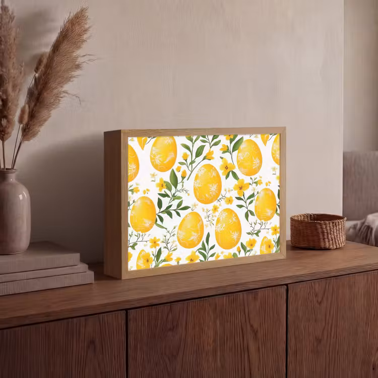 Bloemen - Paaseieren - Geel Light Box met batterij (Wandlamp) middel -sfeer2