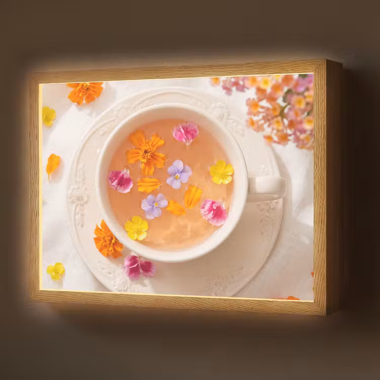 Bloemen - Kop - Natuur - Kleurrijk - Zomer Light Box met batterij (Wandlamp) middel -z3d_website
