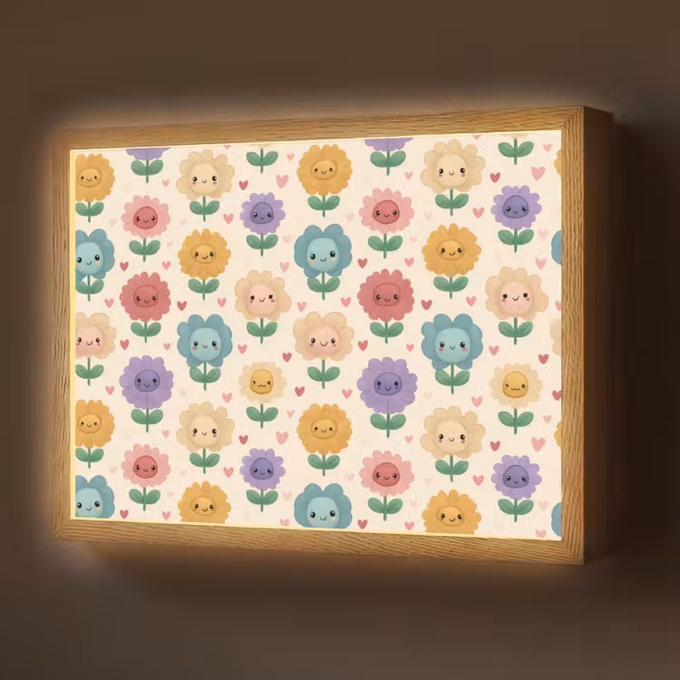 Bloemen - Hartjes - Kleurrijk Light Box met batterij (Wandlamp) middel 907 -z3d_website