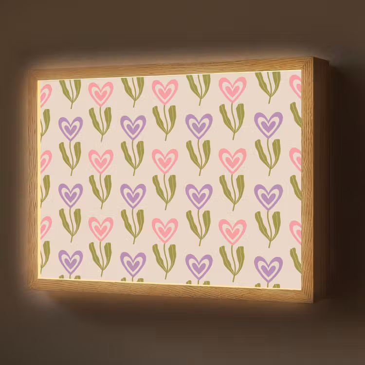 Bloemen - Hartjes - Patroon Light Box met batterij (Wandlamp) middel 907 -z3d_website
