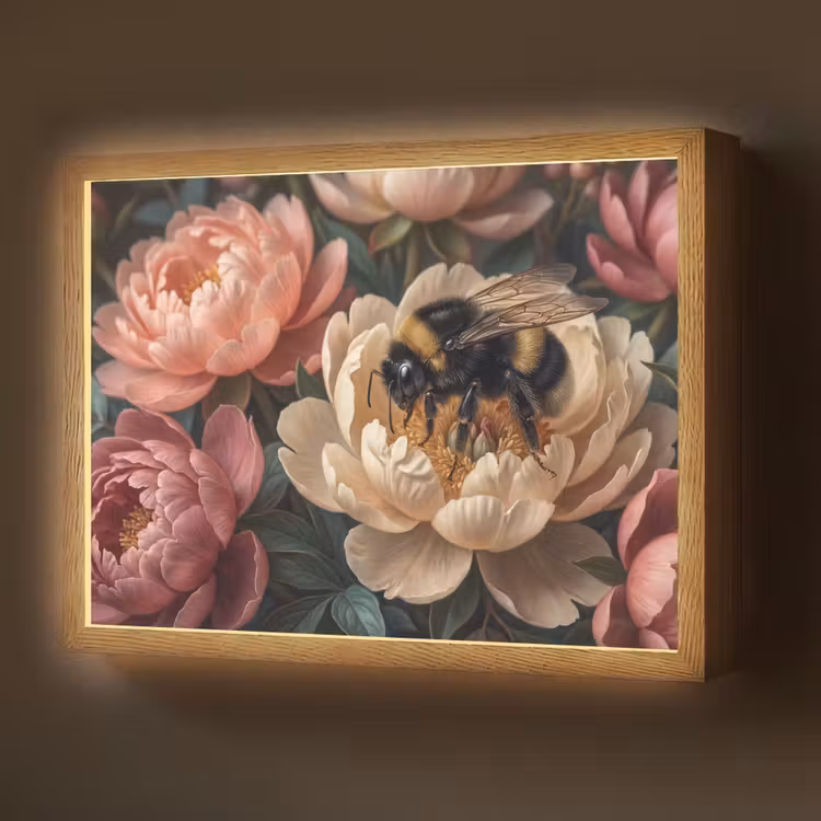 Bloemen - Insect - Natuur - Roze Light Box met batterij (Wandlamp) middel -z3d_website