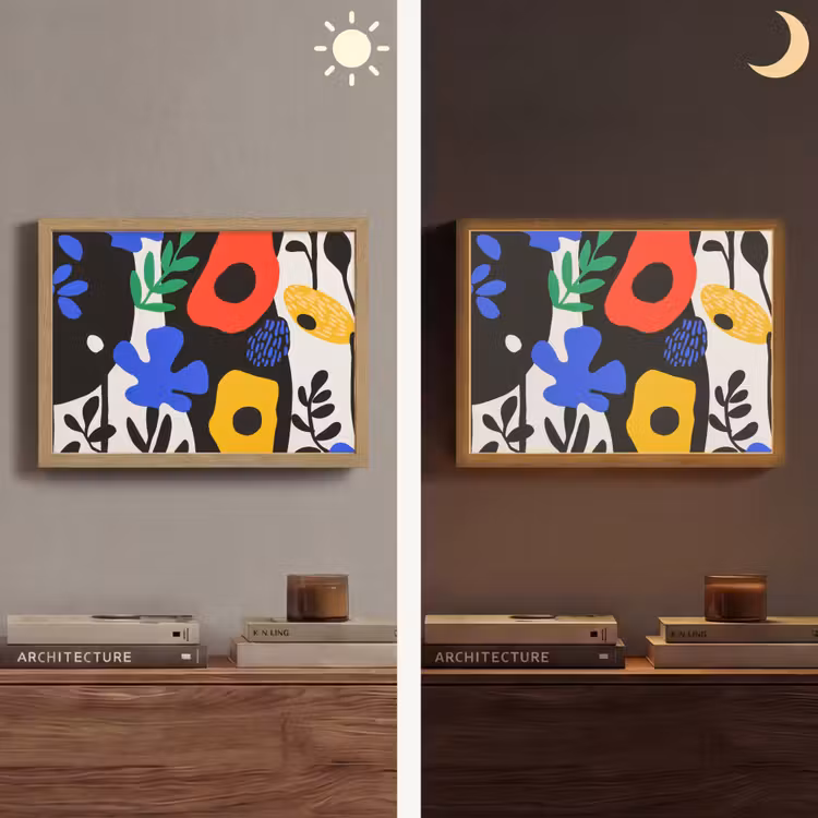 Bloemen - Bladeren - Abstract - Zwart Light Box met batterij (Wandlamp) middel -sfeer3