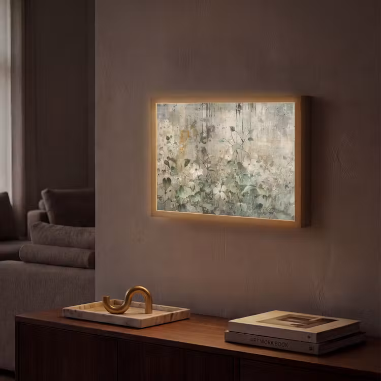 Bloemen - Bladeren - Abstract - Modern Light Box met batterij (Wandlamp) middel -sfeer1