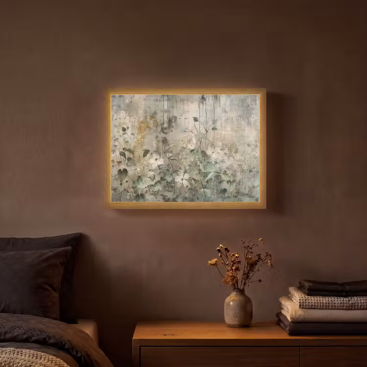 Bloemen - Bladeren - Abstract - Modern Light Box met batterij (Wandlamp) middel -sfeer4