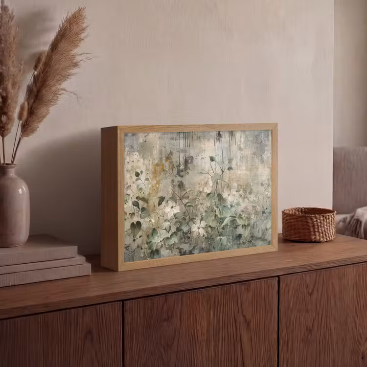 Bloemen - Bladeren - Abstract - Modern Light Box met batterij (Wandlamp) middel -sfeer2