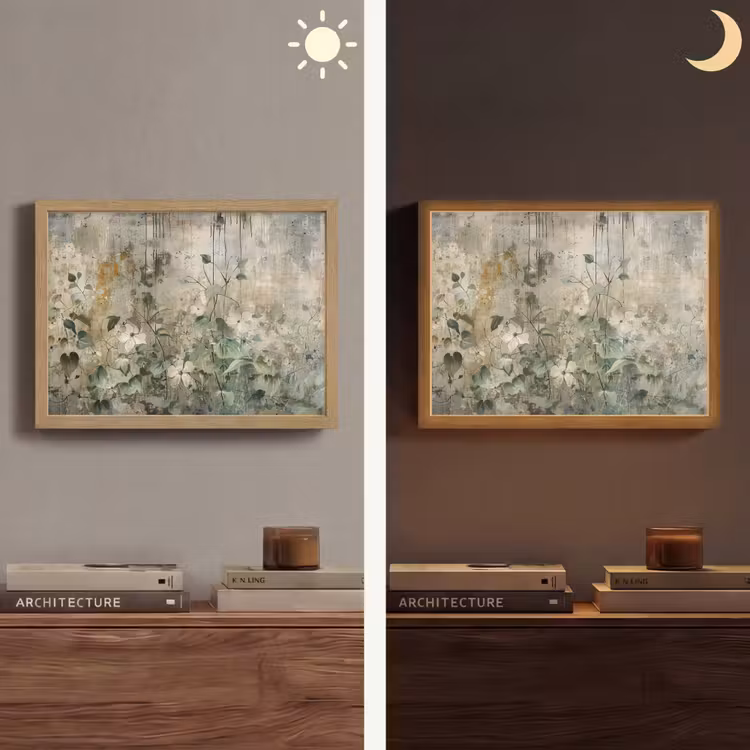 Bloemen - Bladeren - Abstract - Modern Light Box met batterij (Wandlamp) middel -sfeer3
