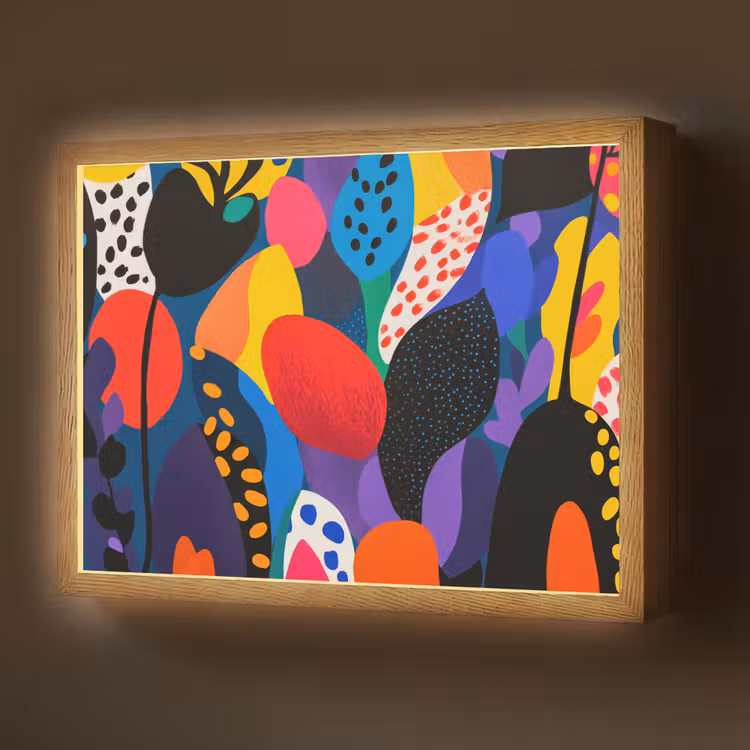 Bloemen - Bladeren - Abstract - Rood Light Box met batterij (Wandlamp) middel -z3d_website