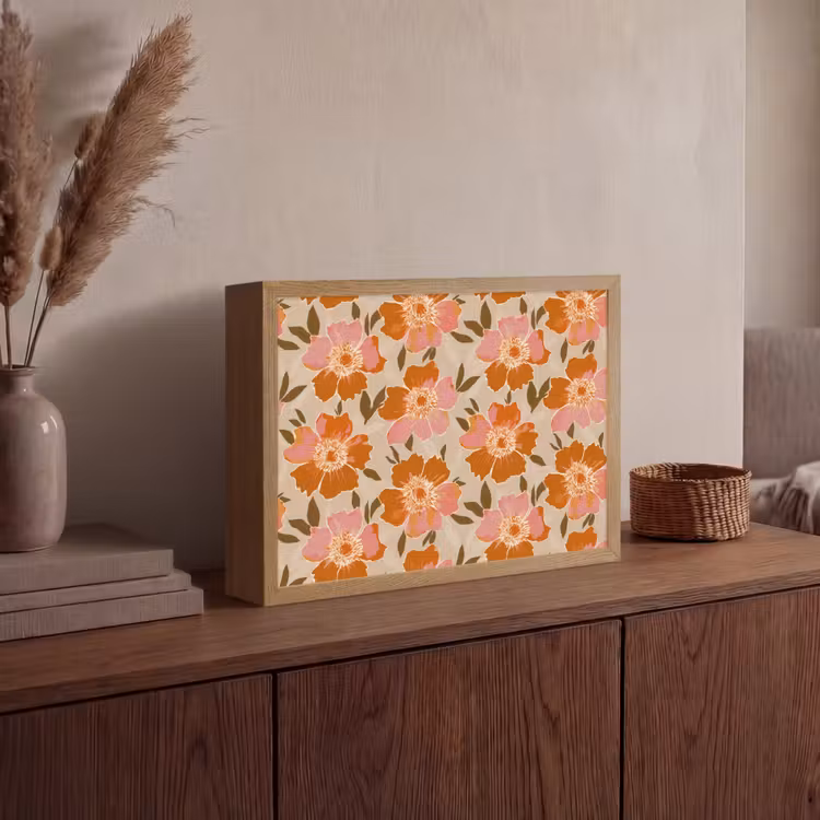 Bloemen - Motief - Retro Light Box met batterij (Wandlamp) middel 907 -sfeer2