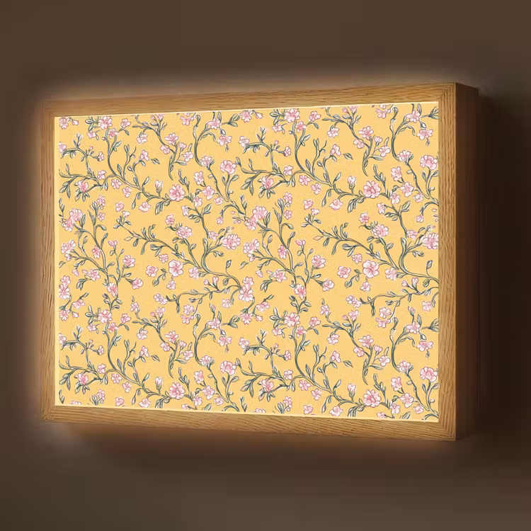 Bloemen - Motief - Geel Light Box met batterij (Wandlamp) middel 907 -z3d_website