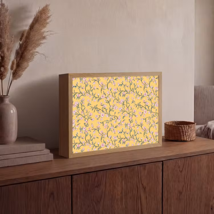Bloemen - Motief - Geel Light Box met batterij (Wandlamp) middel 907 -sfeer2