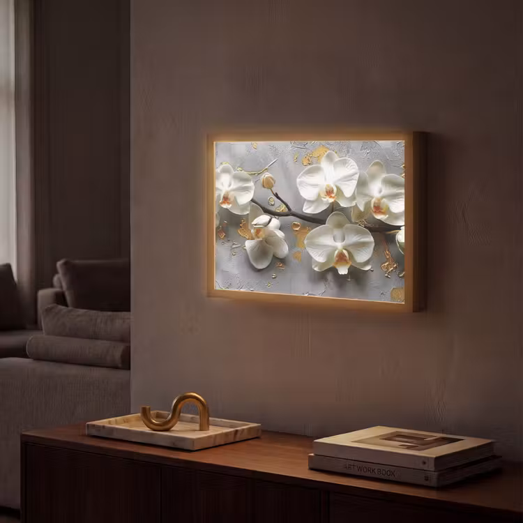 Bloemen - Orchidee - Abstract - Modern Light Box met batterij (Wandlamp) middel -sfeer1