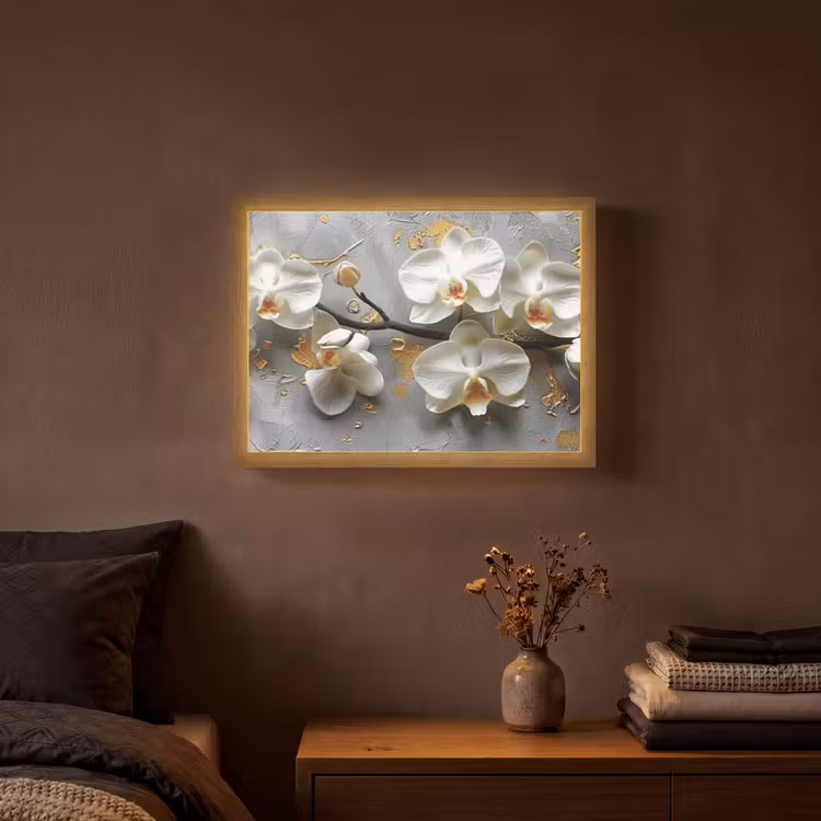 Bloemen - Orchidee - Abstract - Modern Light Box met batterij (Wandlamp) middel -sfeer4