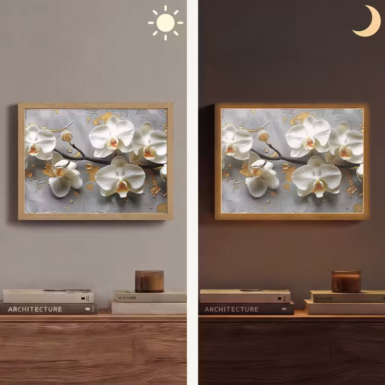 Bloemen - Orchidee - Abstract - Modern Light Box met batterij (Wandlamp) middel -sfeer3