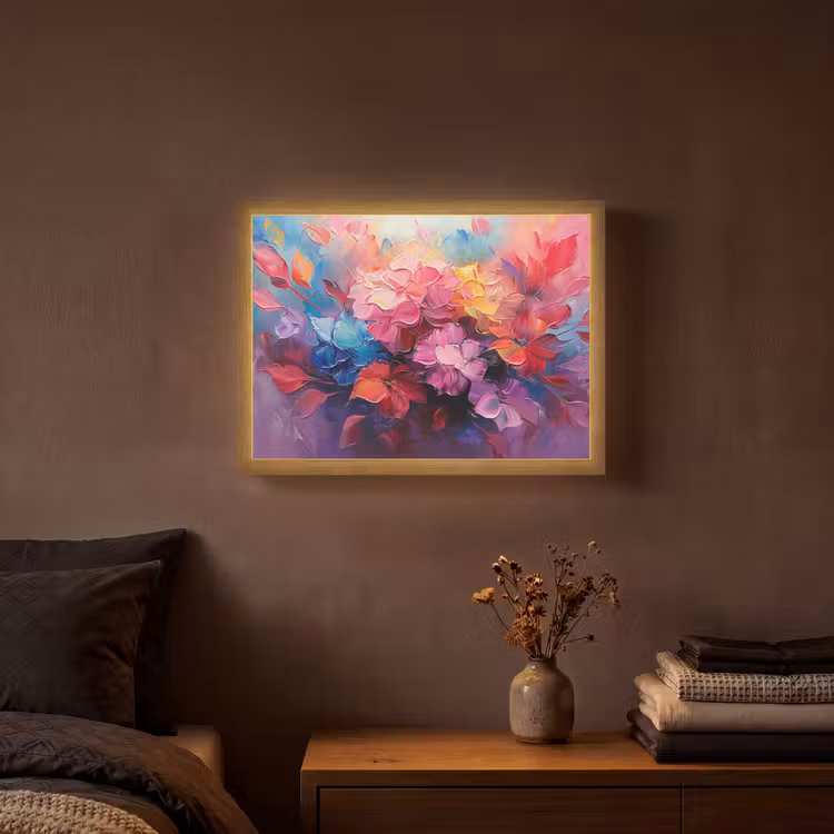 Bloemen - Verf - Abstract - Kleurrijk Light Box met batterij (Wandlamp) middel -sfeer4