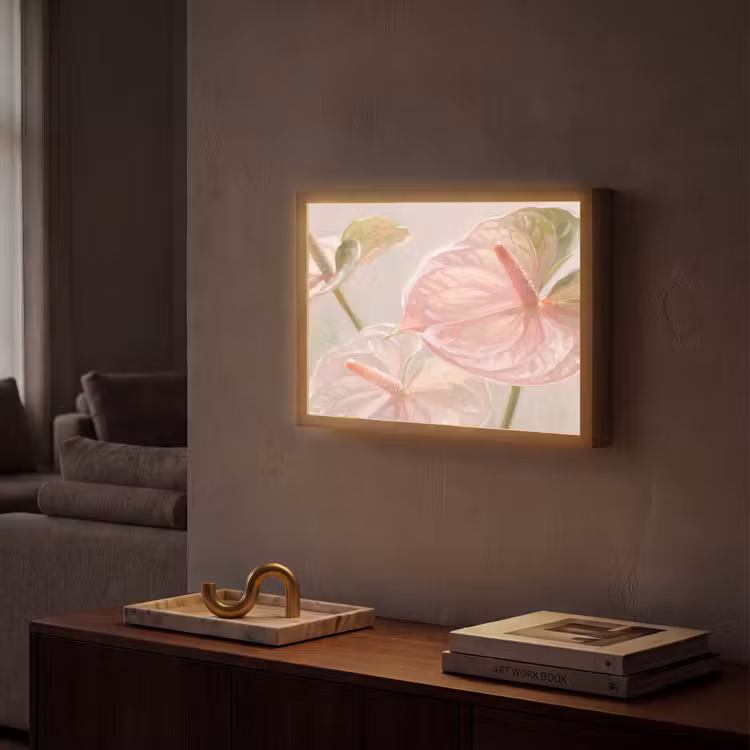 Bloemen - Pastel - Abstract - Natuur - Groen Light Box met batterij (Wandlamp) middel -sfeer1